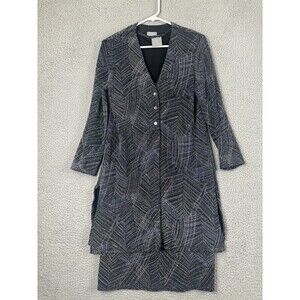 Vintage Rabbit Designs Dress Cardigan Set Womens 12M Blue Metallic Stretch USA